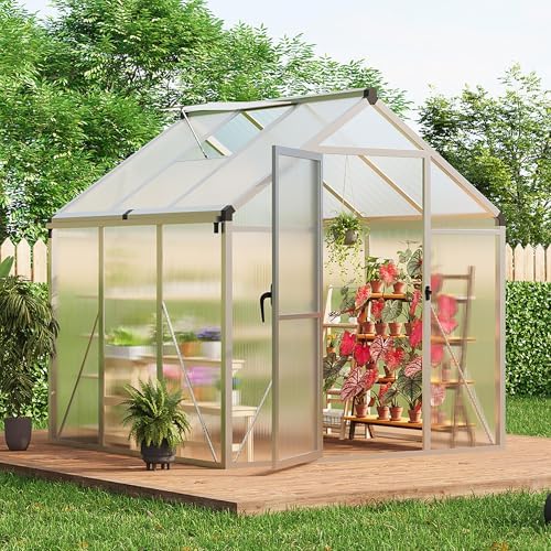 6 ft greenhouse, outdoor greenhouses, polycarbonate panels with, view 9