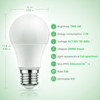 Grow Light Bulbs, Full Spectrum Grow Light Bulb, LED Grow Bulb | Grow Light Bulb A19, Plant Light Bulbs E26, 11W Grow Bulb 100W Equivalent,Grow Light for Indoor Plants, Seed Starting, 3 Pack