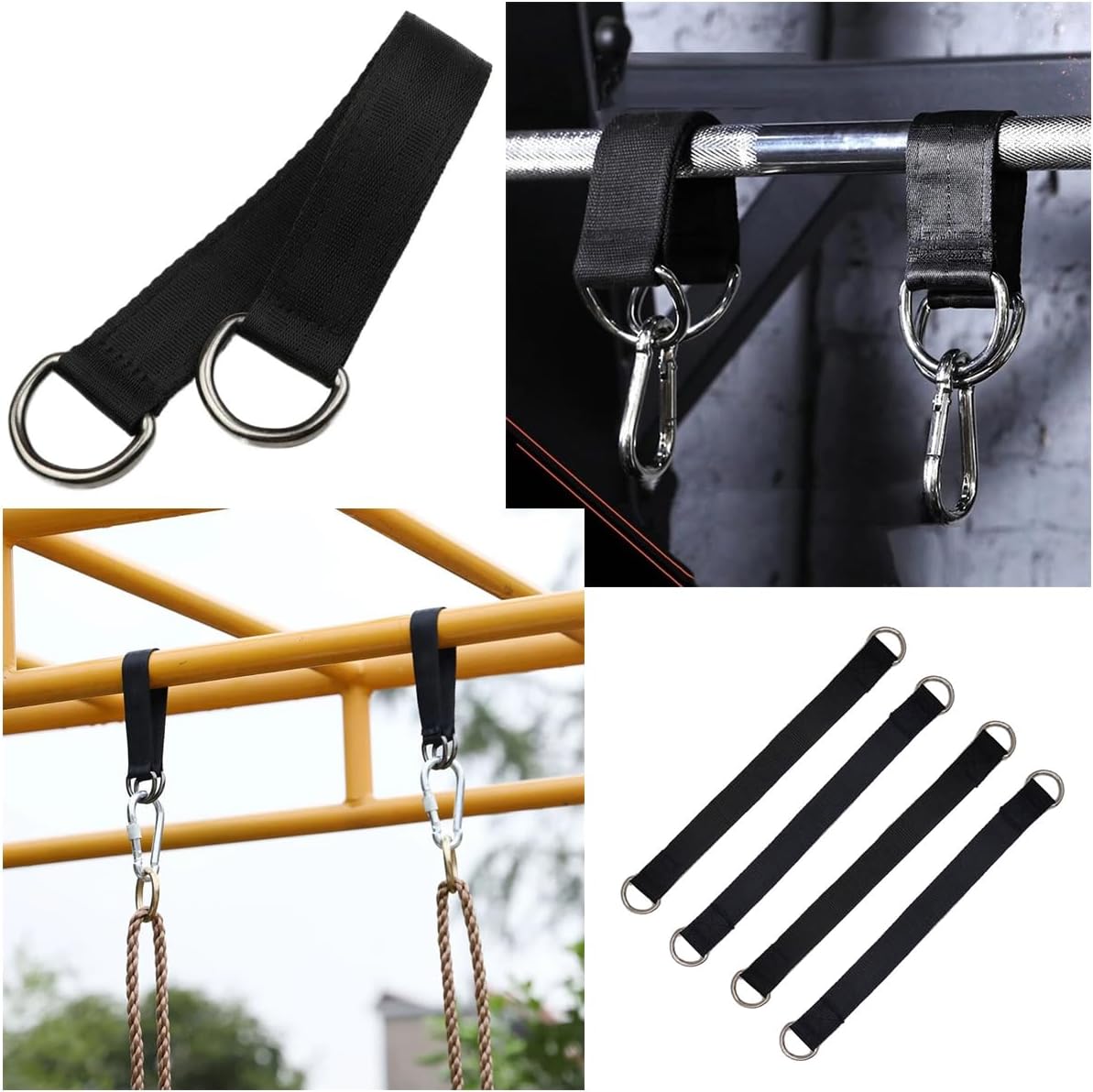 2 Pack Tree Swing Straps Hanging Kit 50cm 400lbs Heavy Duty Belt with Safer Lock Snap Hook Clip Carabiner Connector for Hammock Punching Bag Swings Chair Seat Gym Bar Handle Cable Outdoor