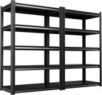 Set of 2 71"H-35"W All Metal Garage Shelving-2050LBS 5 Tier Storage Shelves,Adjustable Heavy Duty Shelving Unit and Storage Large Rack,Utility Steel Shelf For Shop Warehouse Industrial 71"x35"x16"