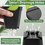 100 Pack Plant Nursery Pots 3.15 Inch, Durable Square Seedling Pots with Drainage Holes, Reusable Small Plastic Flower Pots for Seed Starting, Transplanting, Herb Garden