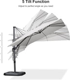 PURPLE LEAF 9' X 12' Left-right Tilt Patio Umbrella Outdoor Cantilever Swivel Rectangle Umbrella Aluminum Offset Umbrella with 360-degree Rotation for Garden Deck Pool Patio White