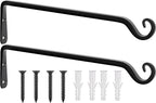 Gtongoko 2 Pack 15 Inch Plant Hangers Outdoor Metal, Plant Hooks for Wall Indoor, Outdoor Hooks for Hanging Bird Feeders, Plant Bracket, Lanterns, Wind Chinme, Black