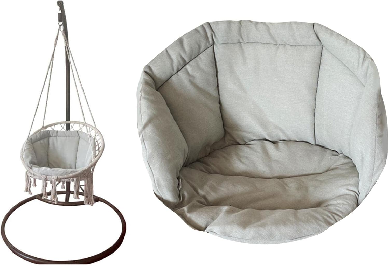 Swing Seat Cushion Hanging Chair Cushion Hammock Cradle Pads for Garden Rocking Home Bedroom Yard Deck (Grey)
