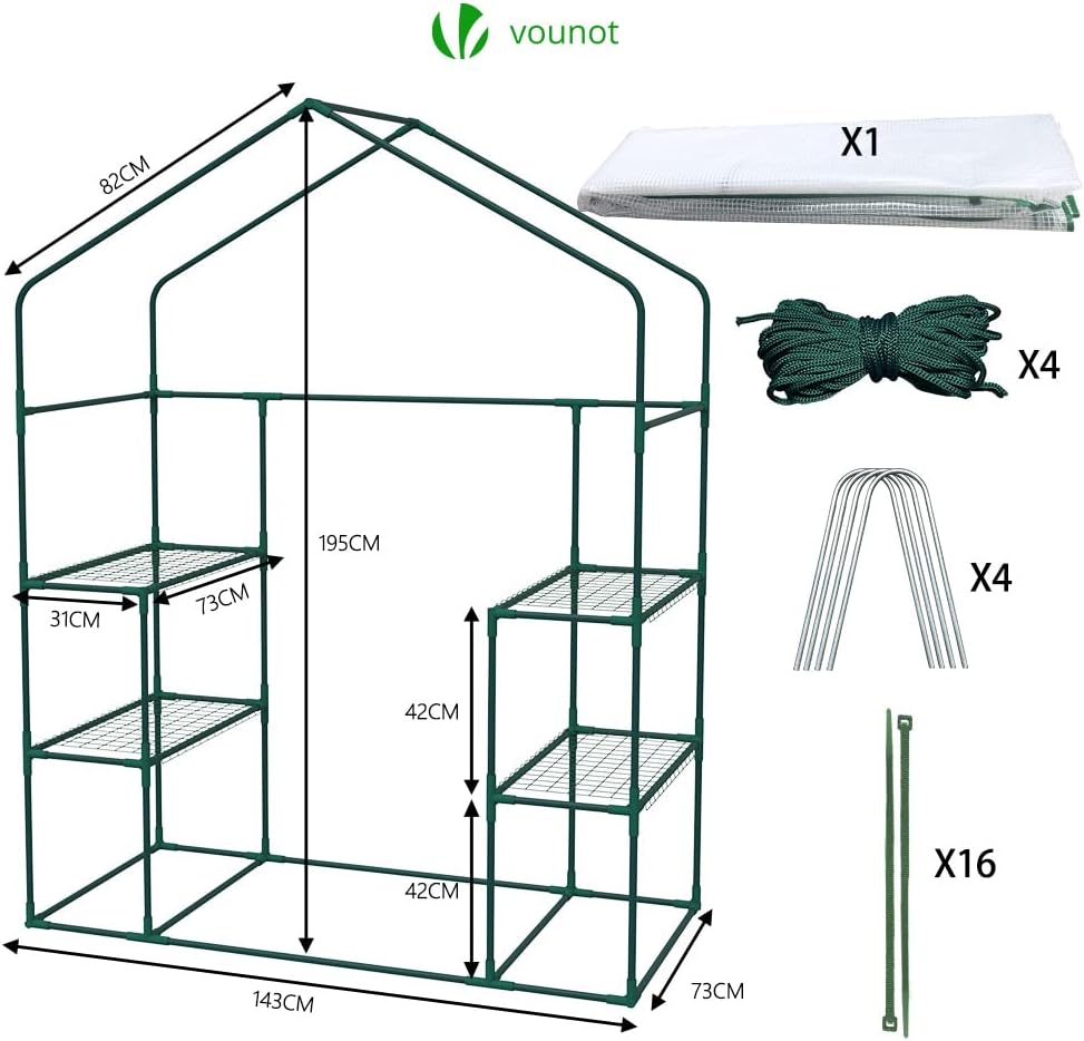 vounot walk in greenhouse with shelves, roll up on a desk or shelf