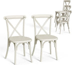 VINGLI Plastic Outdoor Dining Chairs Set of 2, Stackable Patio Cream White Dining Chairs with X Back, Waterproof Kitchen & Dining Room Chairs for Indoor-Outdoor, Capacity 400 lbs