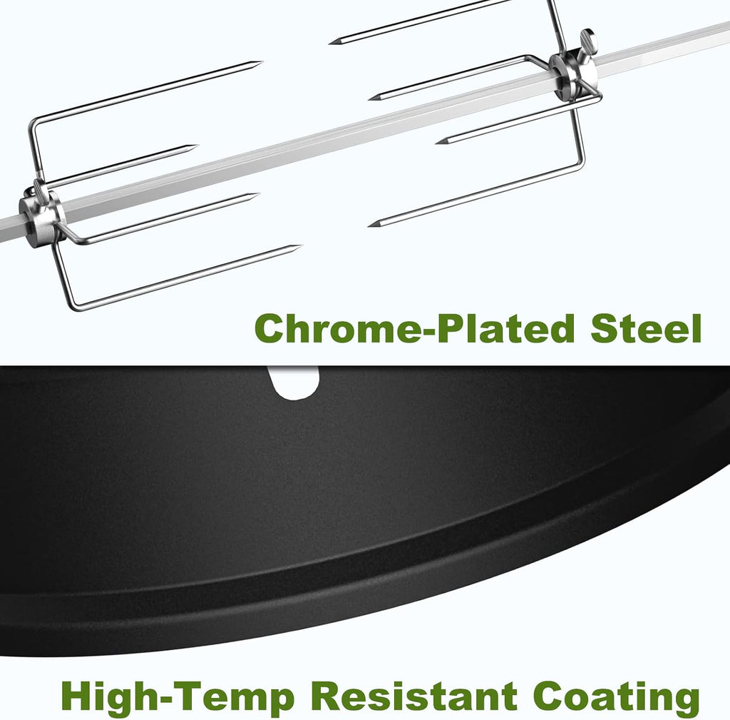 SHINESTAR Upgraded Steel Weber Kettle Rotisserie Ring Kit Barbecue Tool Kit | For Weber 22 Inch Charcoal Kettle and Other Similar Grills, Turns Your Kettle Into A Chicken Roaster