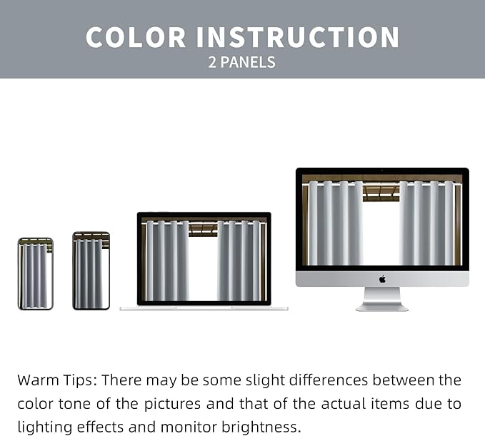 Waterproof Outdoor Curtain W105 x L95 - Grommet Top Sunlight Blocking Window Treatment Drapes Blackout Curtains for Home Bedroom Living Room Outdoor Patio Porch Pergola Cabana Gazebo (Light Gray)