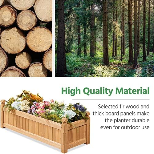 yaheetech 43.5" wooden raised garden bed rectangular planter, front angle view