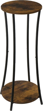 YINMIT Plant Stand Indoor,2 Tier Round Potted Holder Rack,Flower Pot Stand Shelf,Round Supports Rack,Corner Plant Shelf for Balcony Garden Patio Living Room,Brown