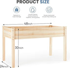 DUMOS Raised Garden Bed with Legs, 48x24x30 Inch Planter Box Outdoor with Liner for Herbs/Flowers/Vegetables, Elevated Wooden Garden Bed for Patio, Balcony and Backyard, Soft Wood