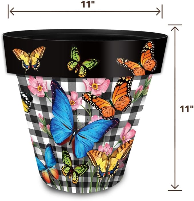 Briarwood Lane Checkered Butterflies Medium Planter