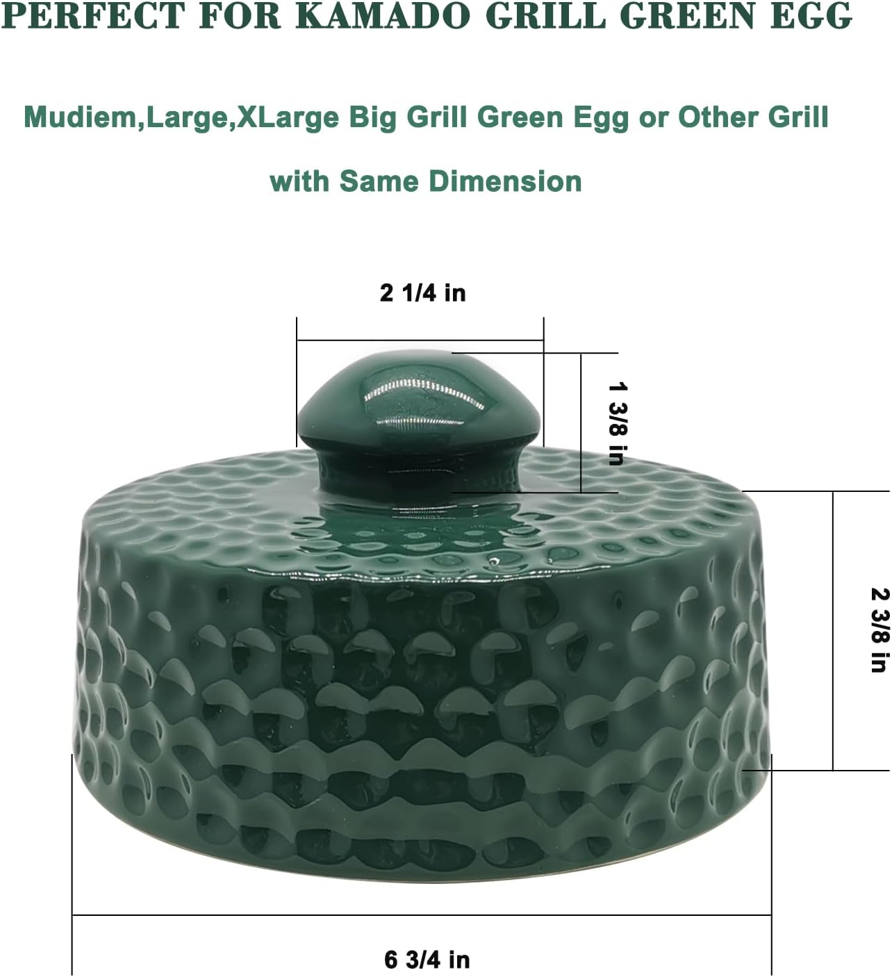 Ceramic Grill Top Compatible with Medium Large and XLarge Big Green Egg,Dual Function Ceramic Grill Top Cap,Kamado Accessories Charcoal Grill Top Parts Replacement for Easy Grasp and Anti-Hot