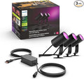 Philips Hue Lily Outdoor Smart Spotlight Base Kit, 3 Pack, White and Color Ambiance LED Walkway Lights, Low Voltage Landscape Lighting, Requires Bridge, Control with App & Voice, Weatherproof