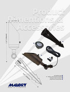 MALORY Brass Landscape Spotlight 12-Pack with MR16 Bulb Kit(S04), Low Voltage 12V AC/DC Shroud Adjustable Outside Yard Lights,PVC Ground Stake and Wire Connector Included, 5W 2700K Warm White