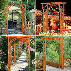 yaheetech 7ft wooden arch arbor, wood trellis for showing dimensions