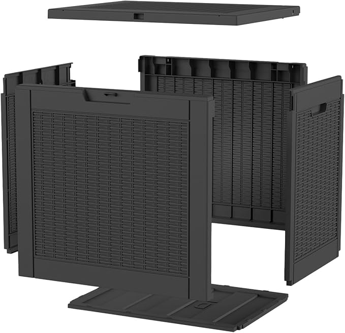 EasyUp 32 Gallon Outdoor Storage Box Waterproof,Storage Box Indoor and Outdoor Use,Resin Deck Boxes for Patio Furniture Cushions Garden Tools,UV Resistant（Black）