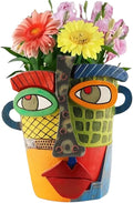 TOZLU Picasso Brutalist Abstract Beauty Flower Pot Ornaments Head Planter Pots Container Face Planters Pots Head Colorful Face Art Resin Flower Pot (Modern Big)