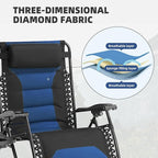 Zero Gravity Chair Oversized Folding Recliner XL, Padded Anti Gravity Lounge Chair with Adjustable Pillow & Cup Holder for Outdoor Camping, Patio, Poolside, Lawn (Black & Blue)