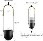 Metal Hanging Planter for Indoor Outdoor Plants Wall and Ceiling Hanging Flower Pot Plant Holder for Succulent Vines Ferns, Height Adjustable Modern Minimalist Room Decor(Black)
