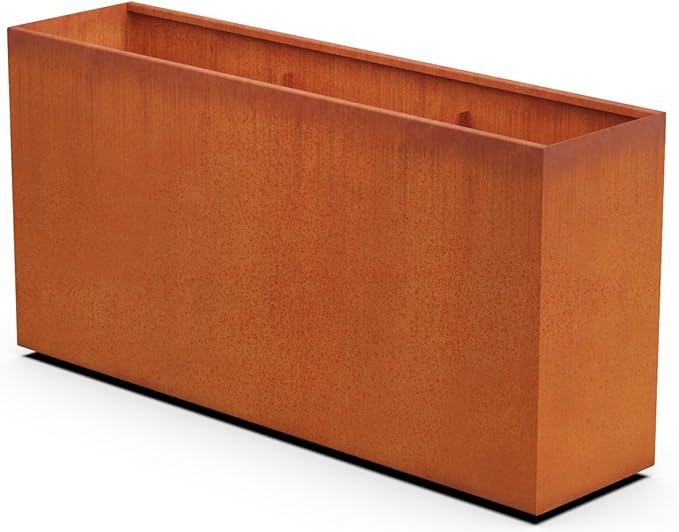Plantercraft Large Rectangular Planters for Outdoor Plants - 72x18x36 Corten Steel Planter, Extra Large Metal Planter Box for Patio, Garden & Commercial Use - Heavy Duty, Made in USA