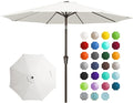 JEAREY 9FT Outdoor Patio Umbrella Outdoor Table Umbrella with Push Button Tilt and Crank, Market Umbrella 8 Sturdy Ribs UV Protection Waterproof for Garden, Deck, Backyard, Pool (Creamy-white)