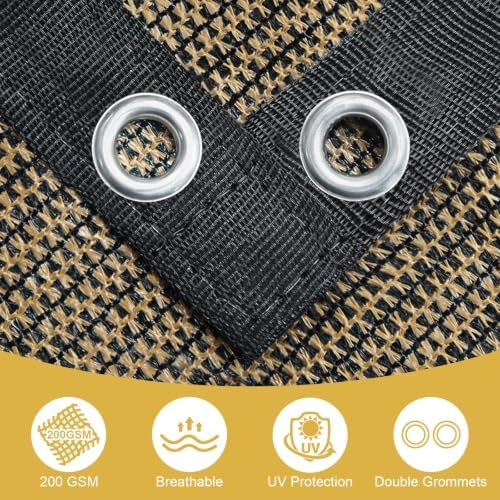 shade&beyond 90% sun shade cloth with grommets, 8' showing dimensions