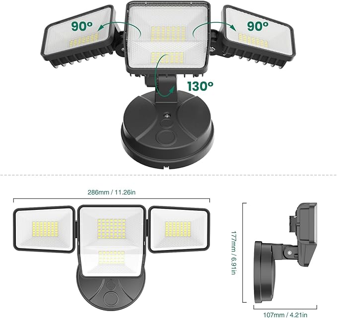 70W 7000LM LED Flood Lights Outdoor, Switch Controlled Security Lights with 4 Heads, Adjustable Heads, 6500K Daylight IP65 Waterproof Outside Wall Light for Backyard, Yard, Garage, Patio