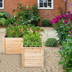 giantex wood raised garden bed, 47.5"x47.5"x24.5" elevated planter, side view
