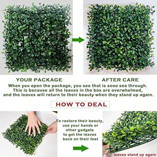 bybeton 24pk 10"x10" fake boxwood greenery backdrop privacy, package contents