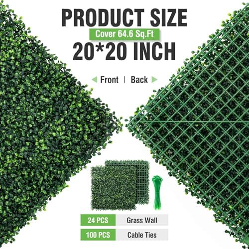 kaszoo 24 pack 20"x20" grass wall panels, close-up detail