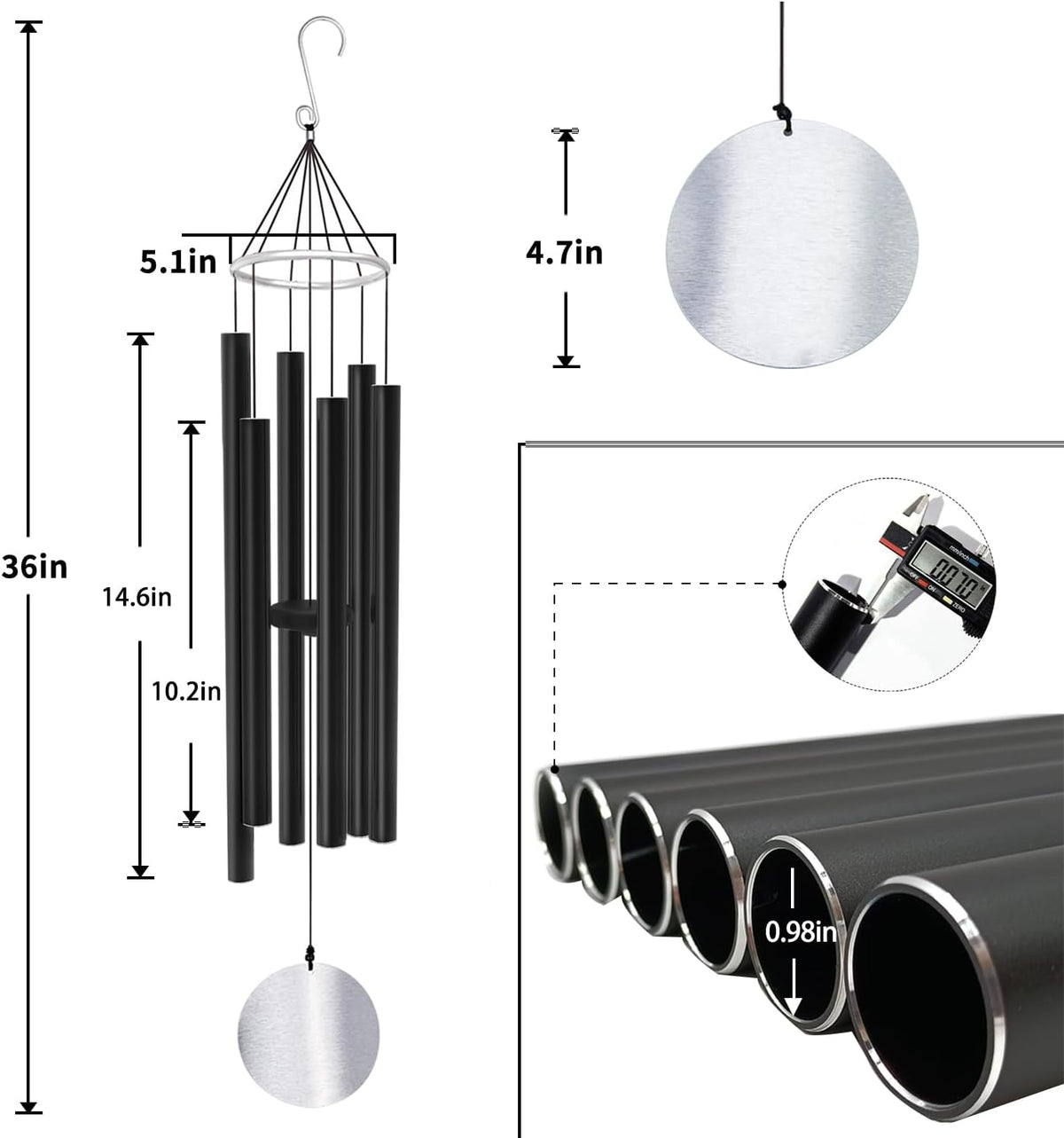 astarin wind chimes outdoor large deep tone, package contents