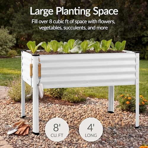 best choice products 48x24x30in galvanized raised garden bed, side view