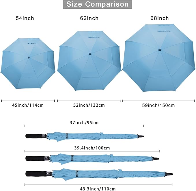 G4Free 47/54/62/68/72 Inch Automatic Open Golf Umbrella Oversize Extra Large Double Canopy Vented Windproof Waterproof Stick Umbrellas