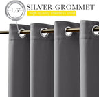 NICETOWN 2 Panels Outdoor Curtains for Patio Waterproof & Windproof, Grommet & Back Tab on Top & Bottom Weighted Drapes Keep Sun/Rain Out with Bouns Rope for Deck, Grey, W84 x L95