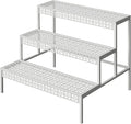 aboxoo 3 Tiers Metal Plant Stand,Rectangular Ladder Flower Pots Outdoor Plant Rack, Indoor Plant Display Rack, Heavy Duty Utility Storage Organizer for Home Garden Patio Balcony, Stair Style(White)