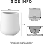 Kante 15.3" Dia Round Concrete Planter, Outdoor Indoor Large Plant Pots Containers with Drainage Hole and Rubber Plug for Home Garden Patio, Snow White