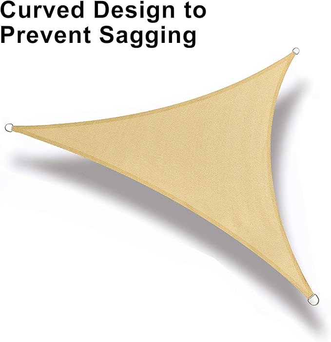 LOVE STORY 12' x 12' x 12' Triangle Sun Shade Sail Canopy UV Block Sunshade for Outdoor Patio Garden Backyard, Sand (We Make Custom Size)