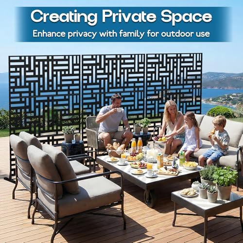 mtart metal privacy screen 72" h x 47.2", side view
