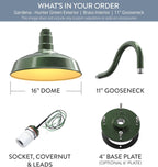 11" Gooseneck Barn Light Outdoor | Farmhouse Exterior | Hunter Green/Brass