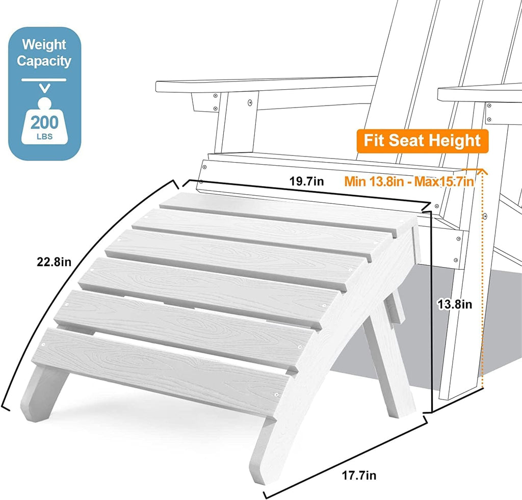 MXIMU Folding Adirondack Ottoman, Set of 2 for Adirondack Chair | HIPS 350 lbs Capacity, Easy Assembly, All Weather, Low Maintenance, Comfortable Leg Support, Ideal for Garden, Backyard, Pool
