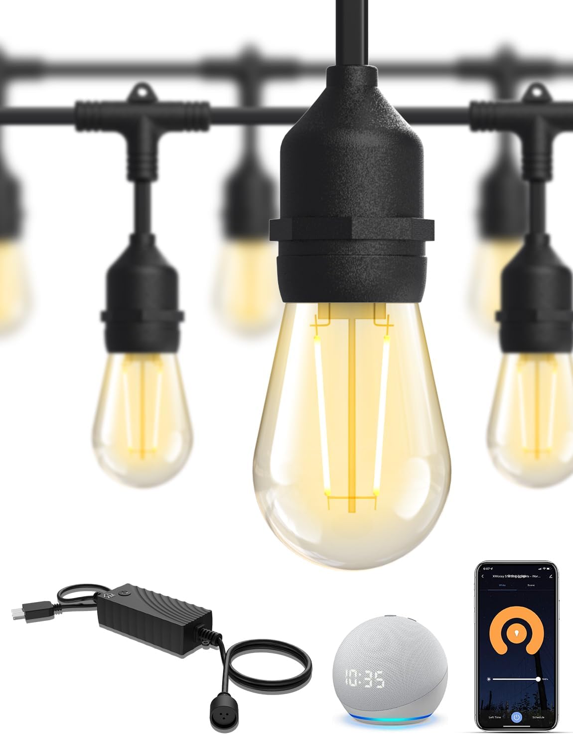 xmcosy+ outdoor string lights,72.5ft smart dimmable edison bulb, main product view