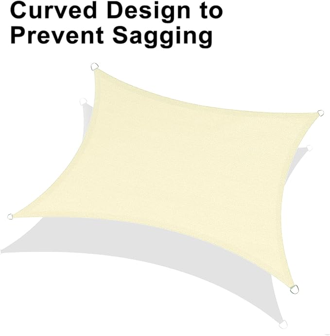 LOVE STORY Custom Size 8'x8' Butter Cream Sun Shade Sail Rectangle UV Block Canopy Patio Sail Sunshades Fabric for Outdoor Garden Carport (We Make Custom Size)