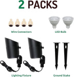 Lumina Lighting® 4W Landscape Lighting 12V Landscape Lights Low Voltage Landscape Spotlights Warm White Waterproof Outdoor Replaceable LED Bulb for Garden, Lawn, Porch, Patio and Yard(Black, 2-Pack)
