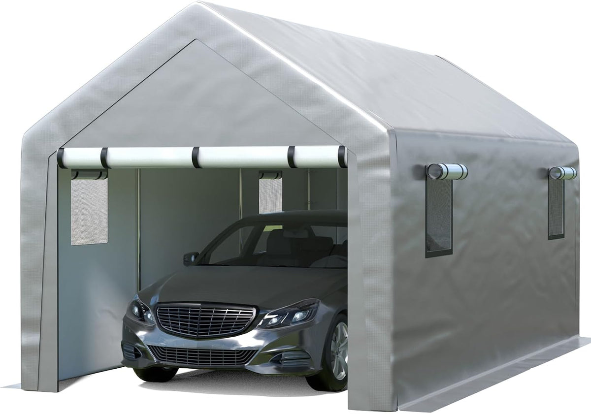 jocoevol carport 10x20 ft enclosed carport with roll-up, main product view