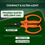 Saboten Japanese Harvesting Shears, Magnetic Springless, Fine-Tip Angled Blade, Fluorine-Coated Steel, Non-Slip Grip, Safety Lock, Made in Japan (Orange)