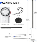 Barrina T1S Vertical Grow Light, 65W Full Spectrum, 5FT-5.6FT Height, Black | Mechanical Timer, High PPFD Grow Lights for Indoor Plants, Standing Side Lighting to Stand, Tall Plants, Foot Switch, Black