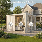 10x12ft aluminum outdoor louvered pergola with screens &, close-up detail
