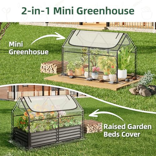 superlele 4x2x3ft mini greenhouse with 2 large zipper showing dimensions