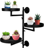 Rotating Window Plant Shelves with Adjustable Knobs, 3 Tiers Metal Wall Shelf for Plants Indoor, Sturdy Hanging Plant Holder, Window Wall Decor & Gardening Gifts (Black)